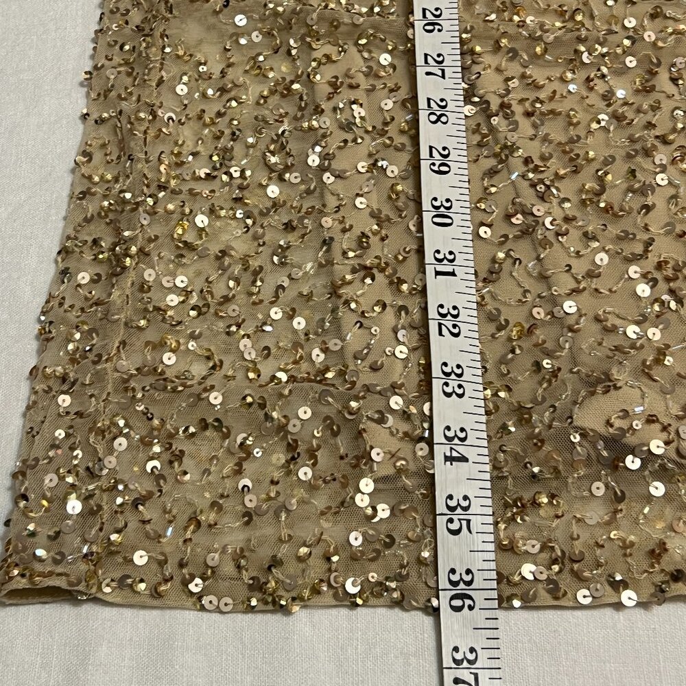 Adrianna Papell Gold Sequin Evening Dress Size 12 Cocktail Party Gown - Picture 11 of 12
